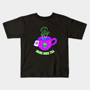 Drink More Tea Mushroom Psychedelic Kids T-Shirt